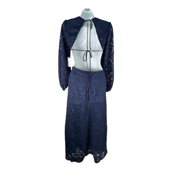 ASTR the Label Cutout Burnout Floral Dress NWT Size XS Blue Open Back High Neck - Picture 3 of 13